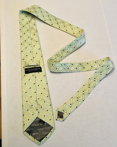 Giorgio Armani Black Label Neck Tie Light Green 3D Geometric 100% Silk Italy New - Picture 8 of 10