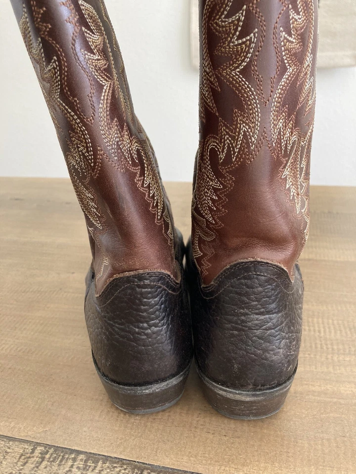 Bota vaquera de cuero marrón y negro Dan Post vintage para hombre - talla 9,5 D Foto 4 de 4