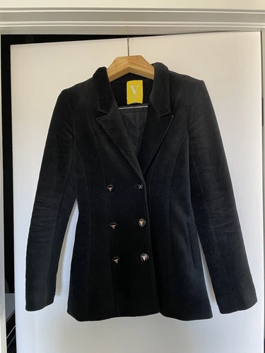 VAUTE COUTURE TRAVELER | Black velveteen coat sz S EUC - product listing photo