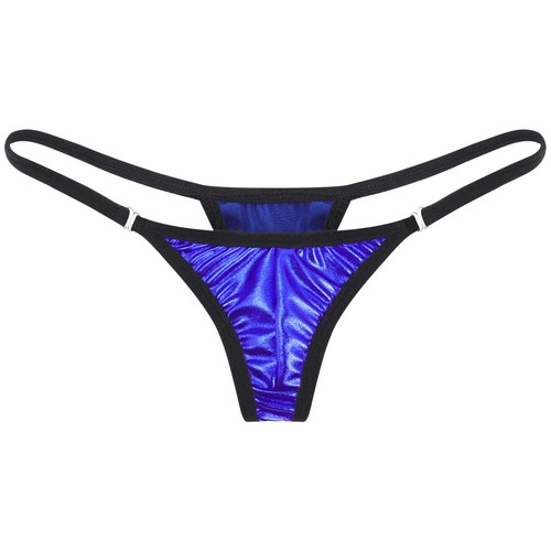 UK Womens Shiny Metallic Bikini Bottoms Low Rise T-back Thongs Underwear Panties - Picture 57 of 85
