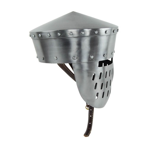 Crusader Peaked Pot Helm with Faceplate - 18 Gauge - Picture 5 of 13