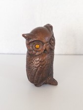 Vintage 1970s Resin Owl with Beaded Eyes