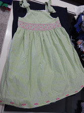 VTG VHTF Gymboree Girls size 8 Green Gingham Smocked Sundress Match sis 2t