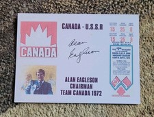 ALAN EAGLESON Signed/Autograph 4x6 1972 USSR v Team Canada Summit Series Card