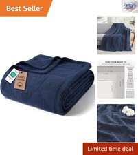 Breathable 100 Cotton Muslin Throw Blanket - Stylish Navy Blue for All Seasons