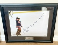 Jim Craig Autographed 1980 USA Olympic Gold Hockey Celebration Deluxe Framed Art