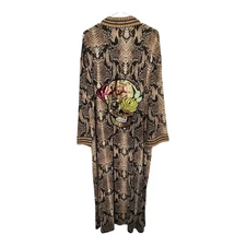 Montana Paris Skull Embroidered Beaded Kimono OS Animal Print Handmade Boho Chic