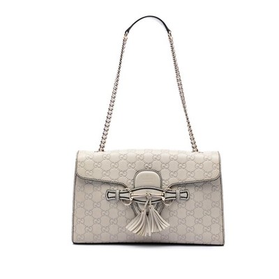 Gucci Medium ssima Emily Schultertasche Pre-Loved Off-White