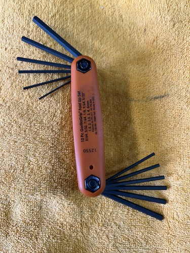 Bondhus 12550 Gorilla Grip Fold Up Hex Key Wrench Set Metric & SAE 12 Piece USA - Picture 1 of 11
