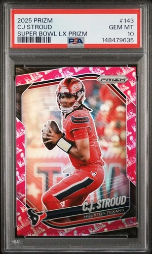 2025 PANINI PRIZM SUPER BOWL LX PRIZM #143 CJ STROUD 36/60 PSA 10