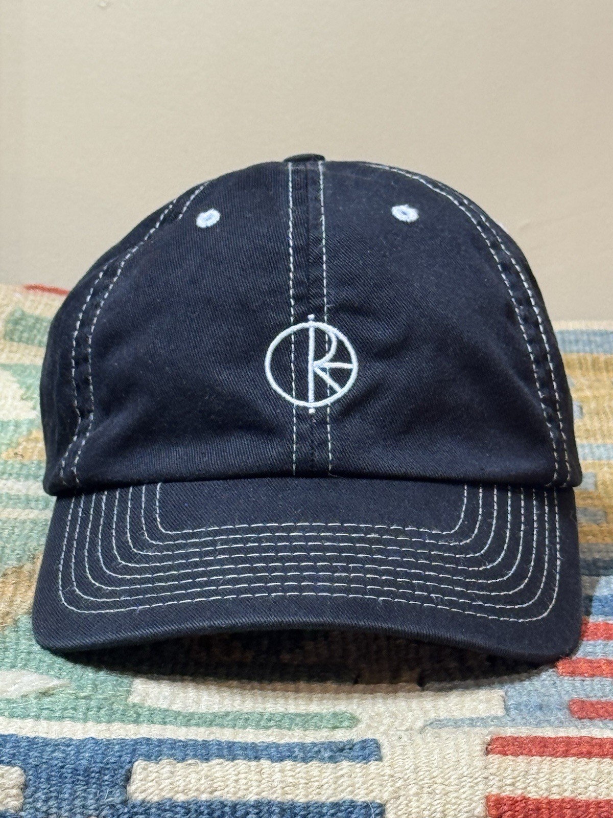 Polar Skate Co Sai Black Strapback 6 Panel Skateboard Hat