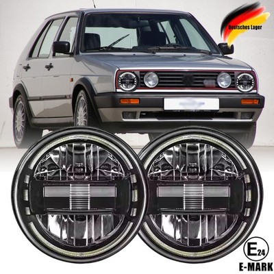 Schwarz E24 LED Scheinwerfer Tagfahrlicht für VW Golf I II MK2 Jeep Wrangler JK