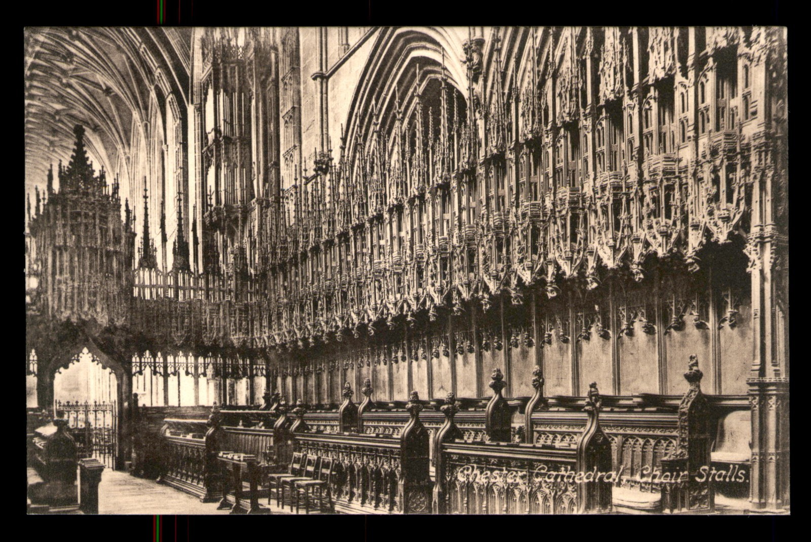 Chester Cathedral Choir Stalls England Church Inside View UNP Postcard