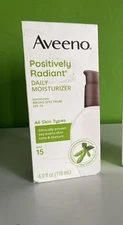 NEW 2026 Aveeno Positively Radiant Daily Moisturizer SPF 15 Broad Spectrum 4 oz