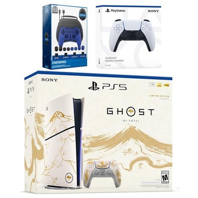 Sony PS5 Ghost of Yotei Disc + Extra Controller + Accessory Kit - Glacier