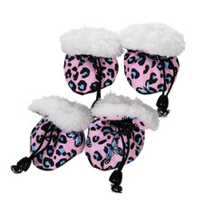 4Pcs Warm Fleece Pet Dog Shoes Waterproof Winter Puppy Rain Snow Boots Anti-Slip