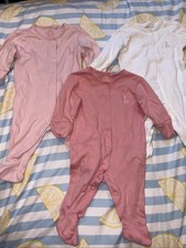 Next Babygirl Pink White Babygrow Bundle X3 0-1 Month