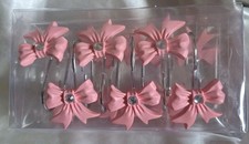 12PCS Decorative Shower Curtain Hooks, Pink Bow With Rhinestone Bling. B3