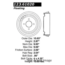 For Ford Mustang 1979-1993 iD Select 123-61020 Rear Brake Drum