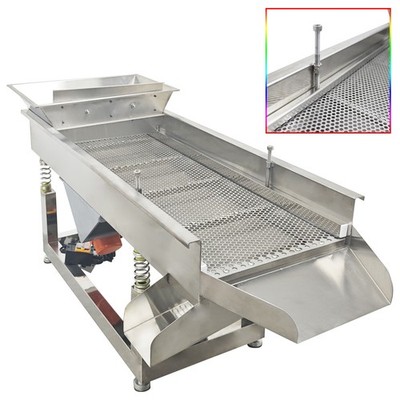 Stainless Steel Linear Vibrating Screen with 10mm Round Hole Electric Sieve 110V