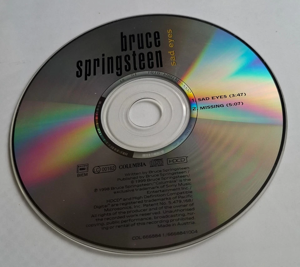 Bruce Springsteen – Sad Eyes CD Single (1999) Cardsleeve 2 Tracks Maxi CD - Bild 4 von 4