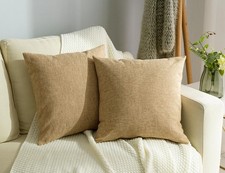 Pack of 2 Farmhouse Burlap Throw Pillow Covers Linen Cushion Covers Pillowcas...