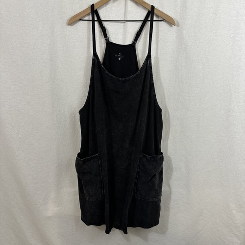 Club Social By Jadelyn Brooke Ready To Play Black Acid Wash Romper Size L