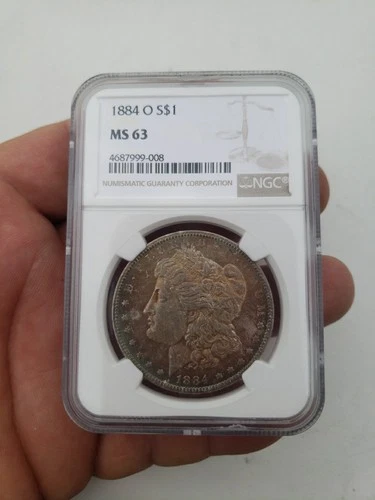 NGC MS63 1884-O Morgan Dollar - Beautiful toning both side Rainbow