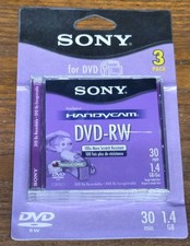 Sony Handycam DVD-RW Pack of 3 Mini Discs 1.4GB 30min Single Sided NEW SEALED