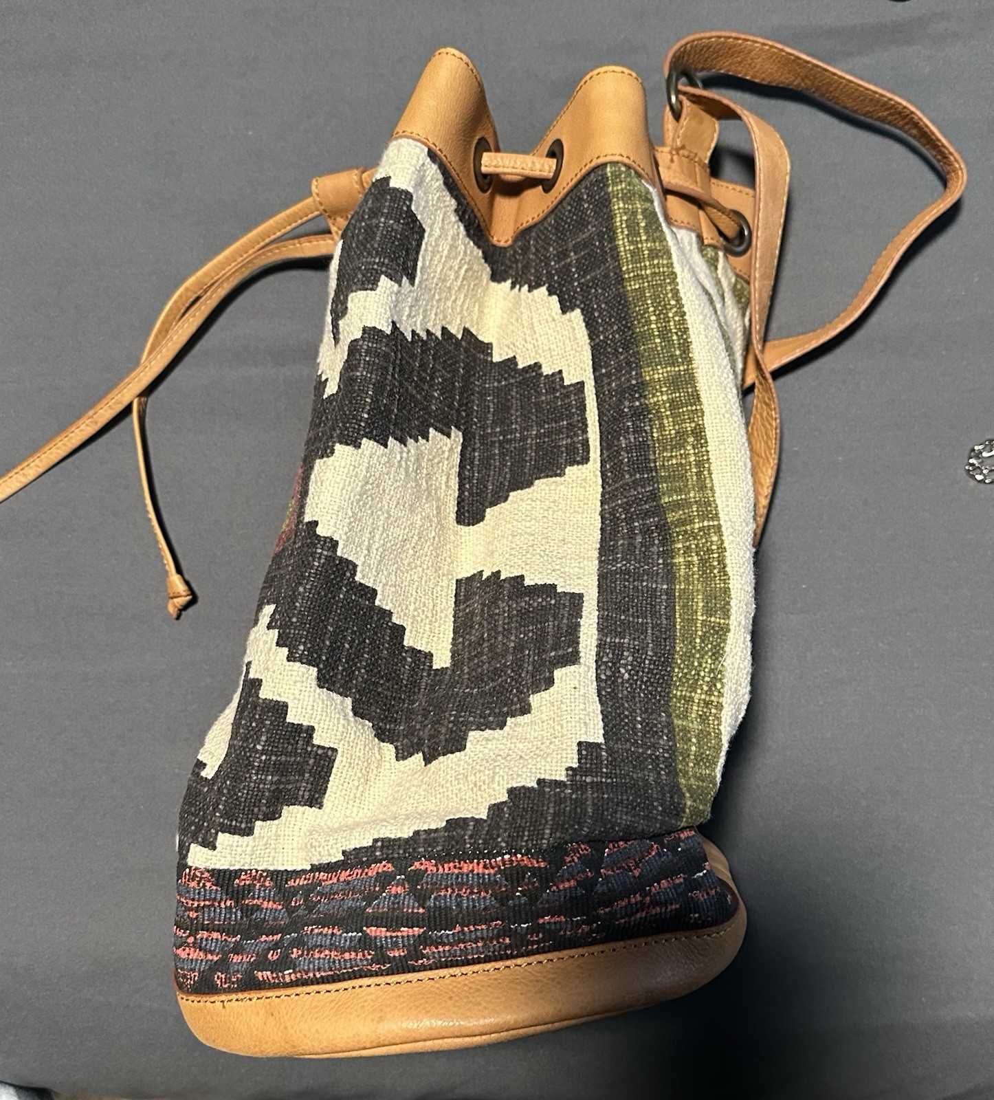 Free People Geometric Pattern Drawstring Bucket B… - image 1