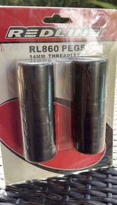 Redline RL860 BMX Bike Pegs 14mm Threadless Steel Black Pair (2) NOS