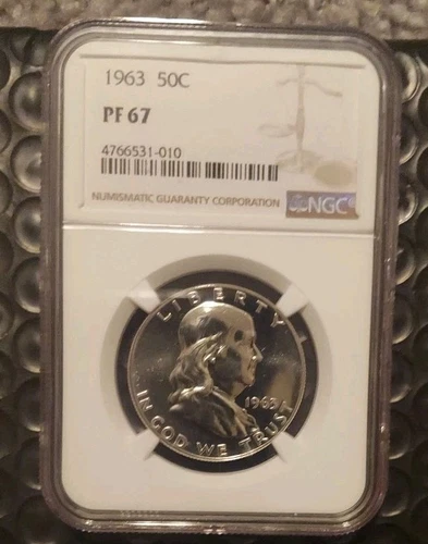 1963 NGC PF 67 SILVER PROOF BEN FRANKLIN HALF DOLLAR 50c 90% SILVER 