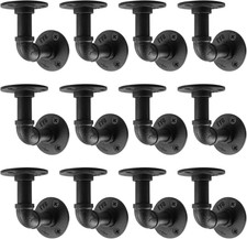 Shelf Bracket, 12 Pack Heavy Duty Floating Shelf Brackets, Industrial Pipe Wall
