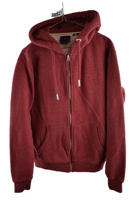 SUPERDRY roter Hoodie Gr. S Herren Full Zip Sport Pullover Freizeit Outdoor Oberbekleidung