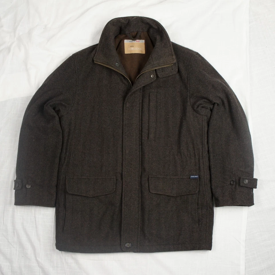 Marks & Spencer - M - Men's Tweed Wool Field Jacket Car Coat Herringbone Brown - Image 2 of 4