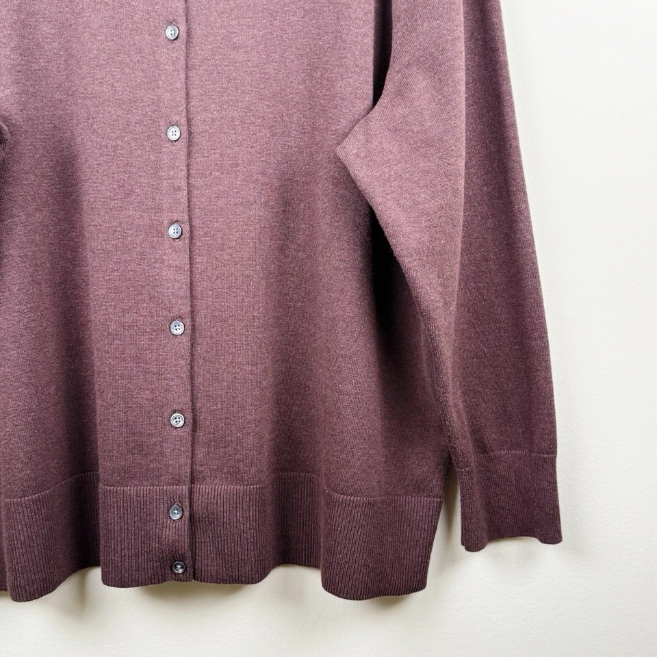 Suéter cárdigan Lands’ End para mujer Plus 2X marrón manga larga botón delantero Foto 2 de 4