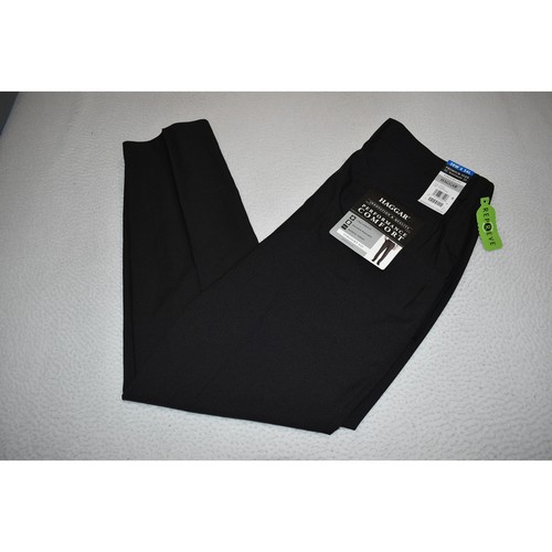 Haggar Dress Pants Golf Mens Size 38 x 34 Straight Fit Polyester Blend Black NEW