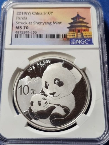 A 2019 China S10Y Silver Panda 30g NGC MS70 Shenyang Mint