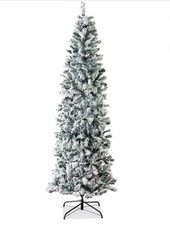 Snow Christmas Tree 6' ft. Flocking Slim Pencil Artificial Holiday Decor