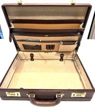 Vintage 18x13 HIT Brown Leather Briefcase Document Case Hard Back 5g