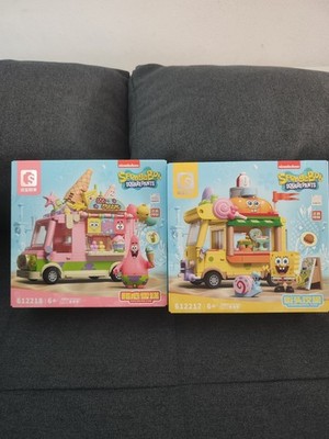 Sembo SpongeBob Ice Cream Burger Trucks 612217 und 612218 Neu