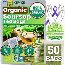 USDA Organic Soursop Tea Bags - Non-GMO, Boost Digestion Immunity, 50 Bags