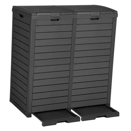 76 Gallon Outdoor Resin Trash Can with Dual Lid and Drip Trays, 248 Quart