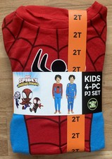 Marvel Spider-Man Spiderman Toddler Boys Long Sleeve 4 Piece Pajama Set Size 2T
