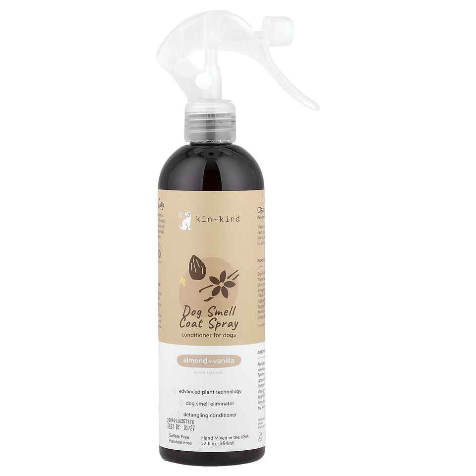 Dog Smell Coat Spray, Conditioner For Dogs, Almond + Vanilla, 12 fl oz (354 ml)