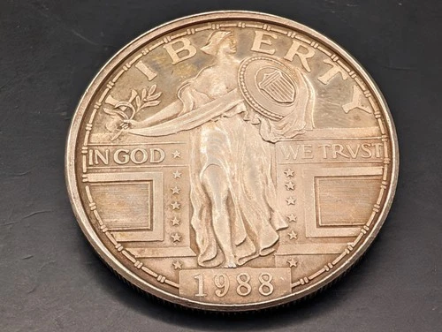 🔥 VINTAGE 1988 STANDING LIBERTY DESIGN 1 TROY OUNCE .999 FINE SILVER ROUND 🔥