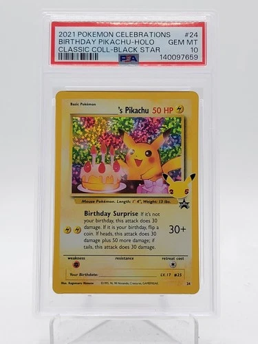 BIRTHDAY PIKACHU 2021 POKEMON CELEBRATIONS BSP HOLO #24 PSA 10 Q3963