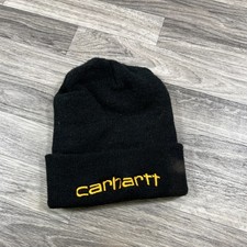 CARHARTT Embroidered Logo Black Knit Cuffed Beanie Winter Hat Adult One Size