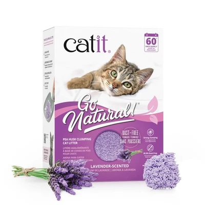 CATIT Go Natural Lavender Scented Pea Husk Clumping Cat Litter, Deodorising, 99.9%