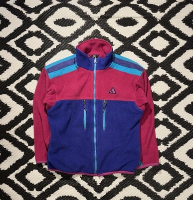 Vintage 80s 90s Nike ACG Makalu Full Zip Fleece Jacket USA Mens Medium Pink